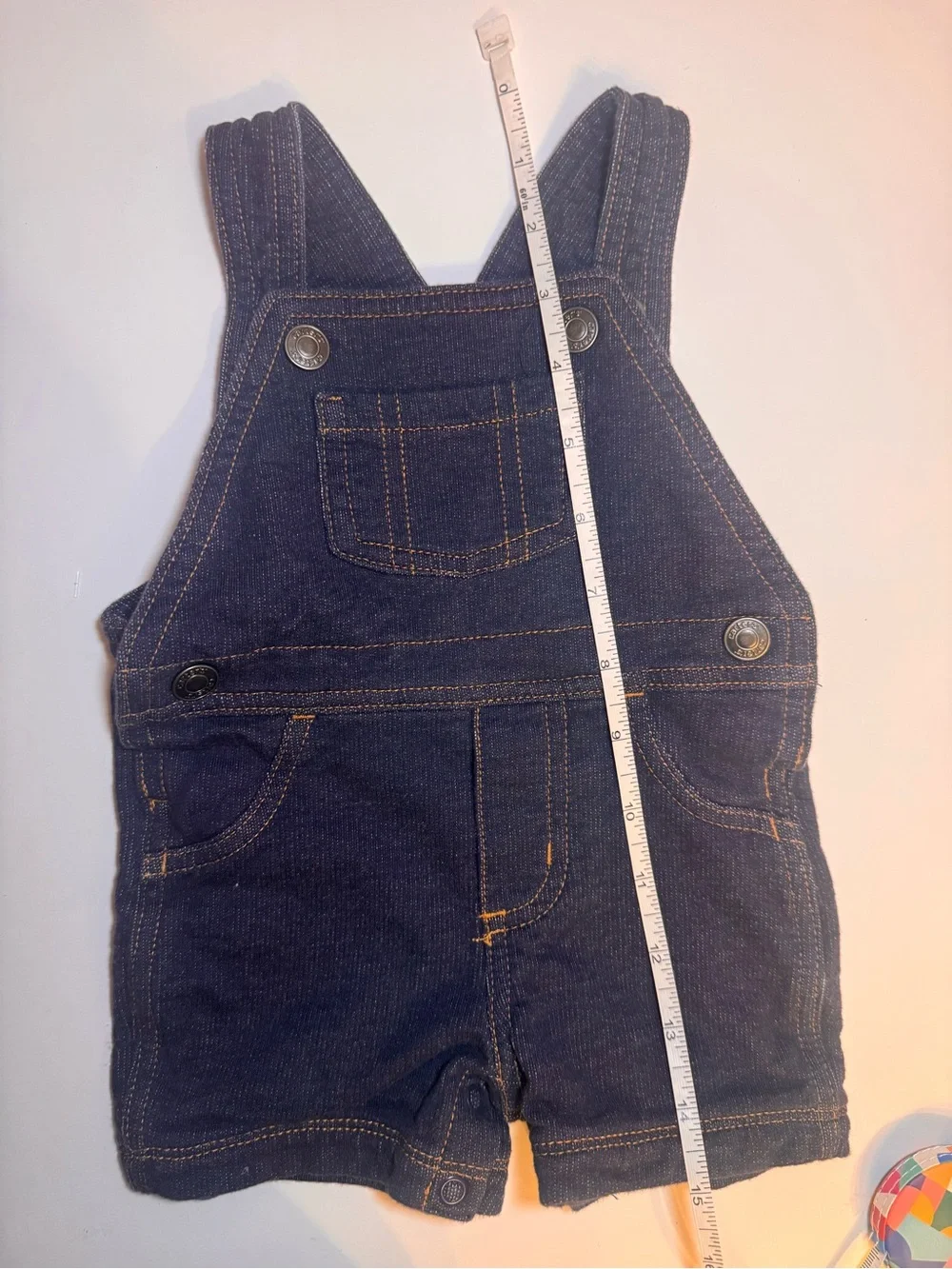 Carter’s Baby 6M Denim Shortalls Overalls Romper Dark Wash NWOT
